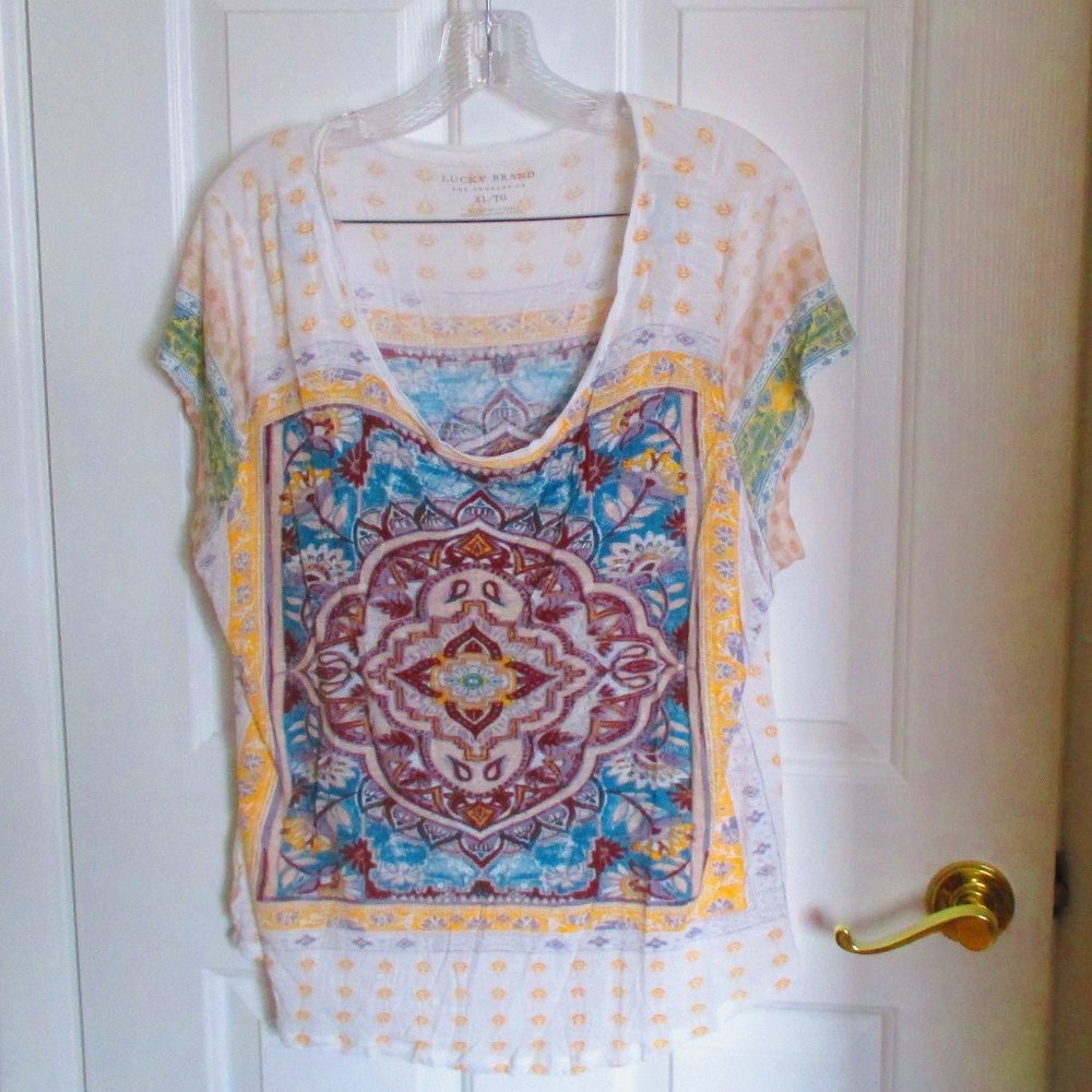 Lucky Brand Boho Mandala Tee XL Summer Festival